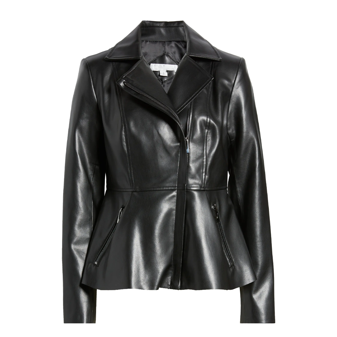 Women's Peplum Moto Leather Jacket