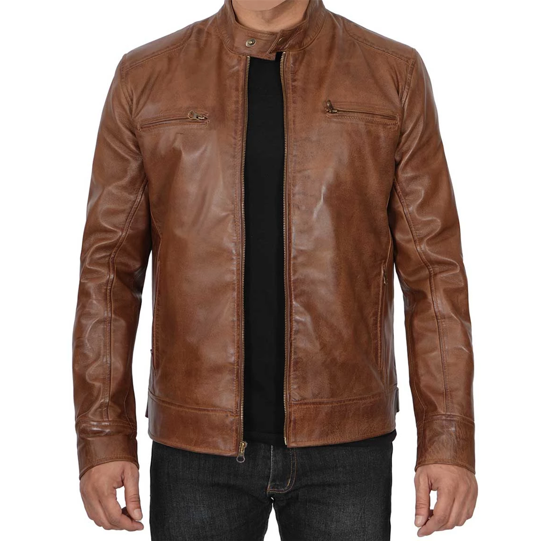 Men's Chocolate Brown Biker Leather Jacket