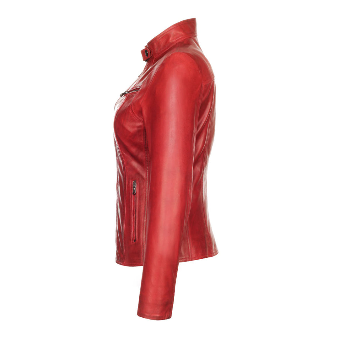 Women's Red Versona Leather Jacket