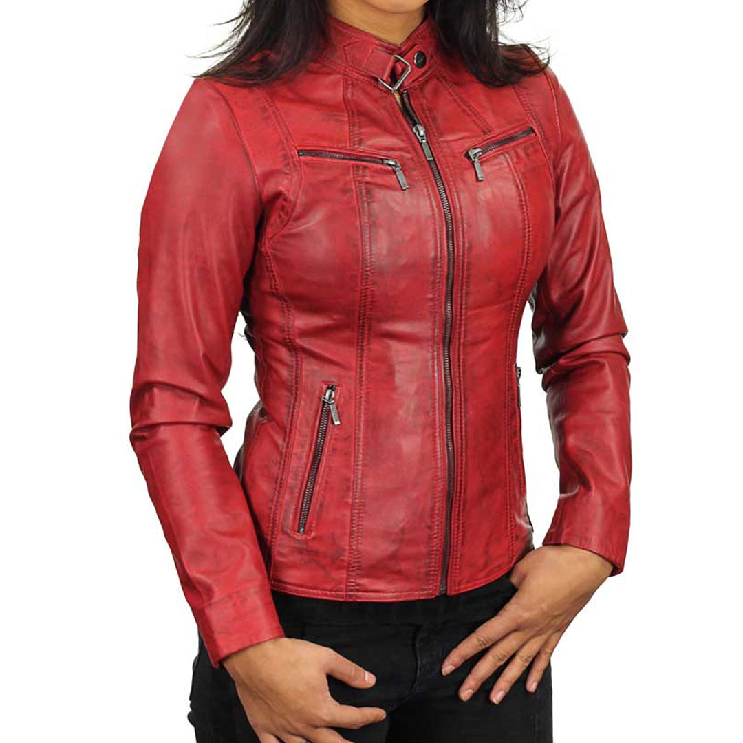 Women's Red Versona Leather Jacket