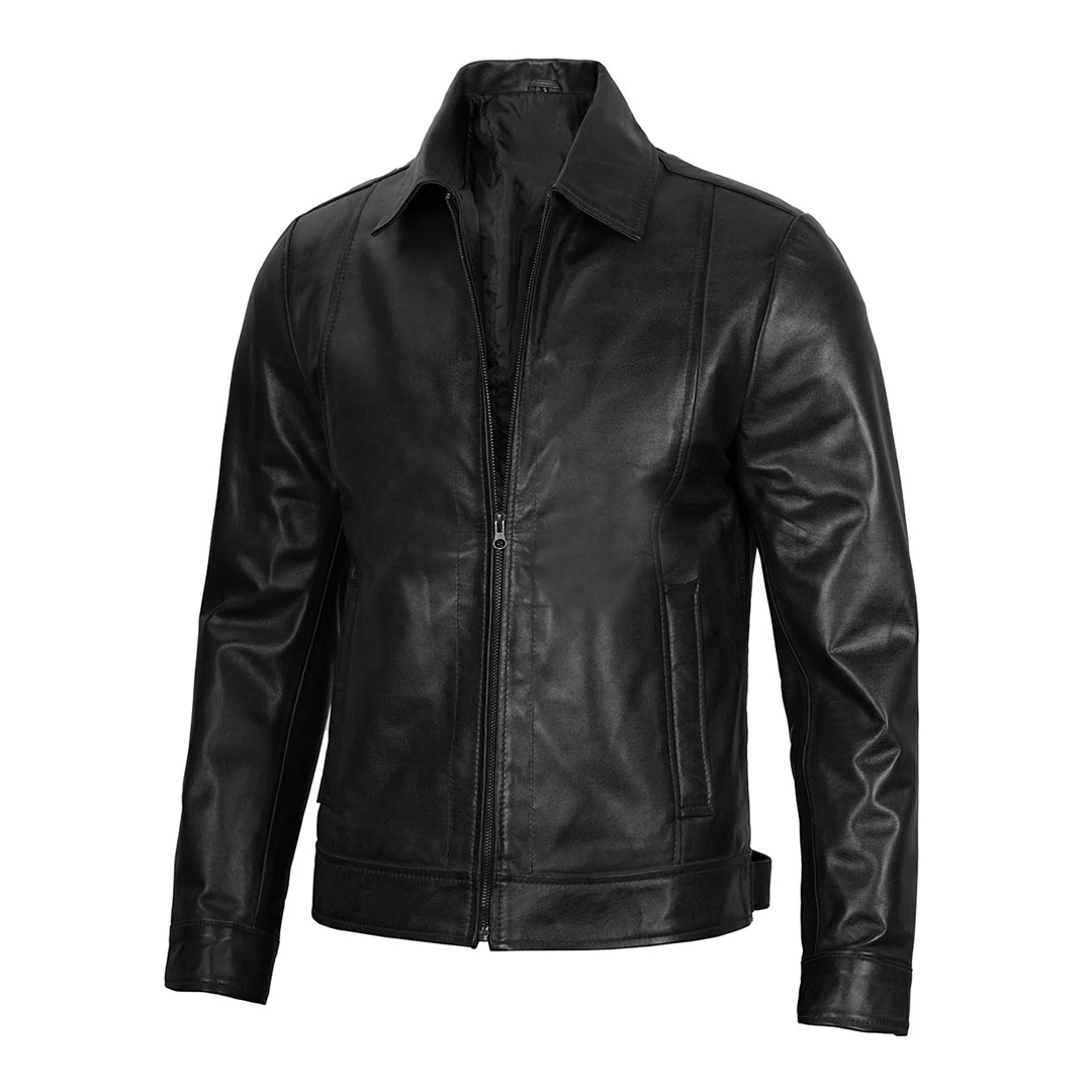 Men's Harrington Black Leather Jacket