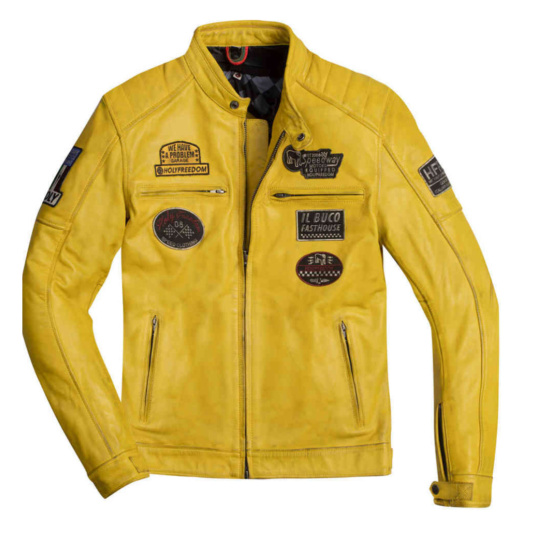 Men's Yellow HolyFreedom Zero Motorcycle Leather Jacket