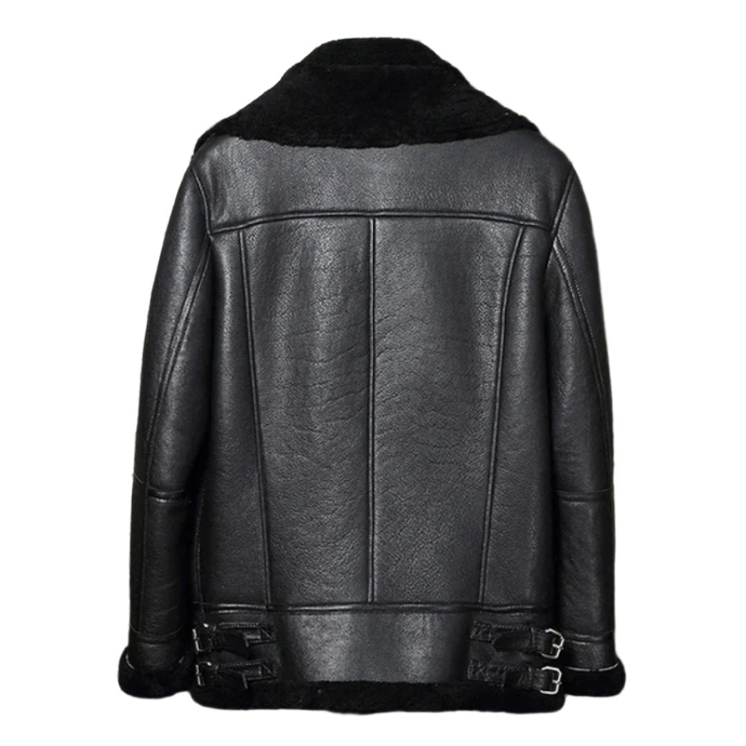 Men's Black B3 Classic Shearling Bomber Leather Jacket