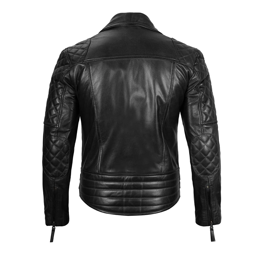 Men's Black Quilted Modern Rider Biker Leather Jacket